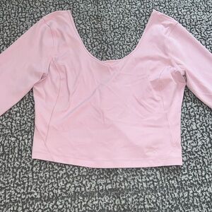 Dusty pink, long sleeve off the shoulder crop shirt in good used condition